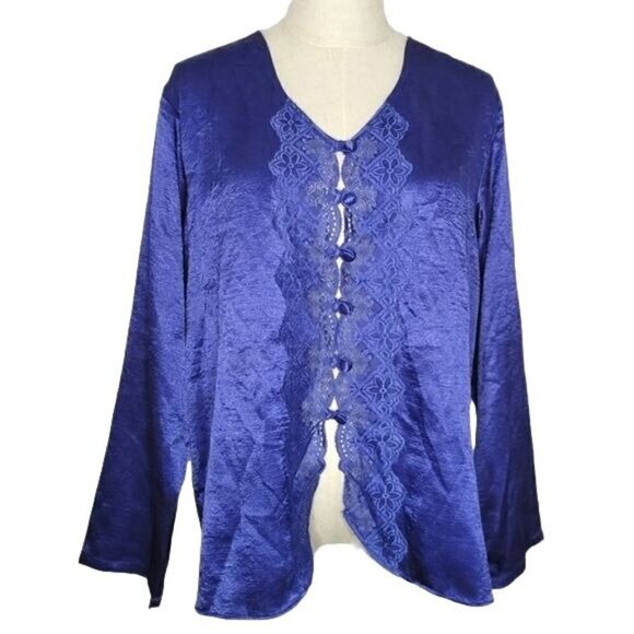 VTG Victoria's Secret Gold Label Satin Button Pajama Top Medium - Picture 1 of 3